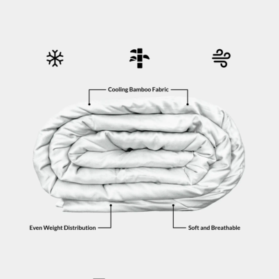 Cooling bamboo weighted blanket with even weight distribution and soft, breathable design.