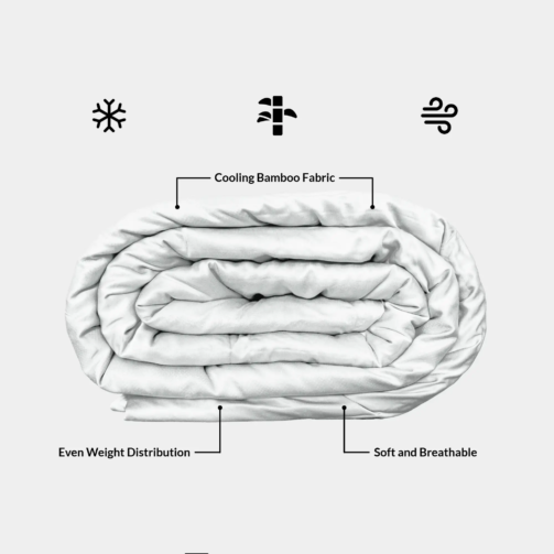 Cooling bamboo weighted blanket with even weight distribution and soft, breathable design.